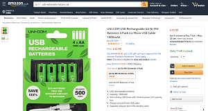 USB rechargeable batteries