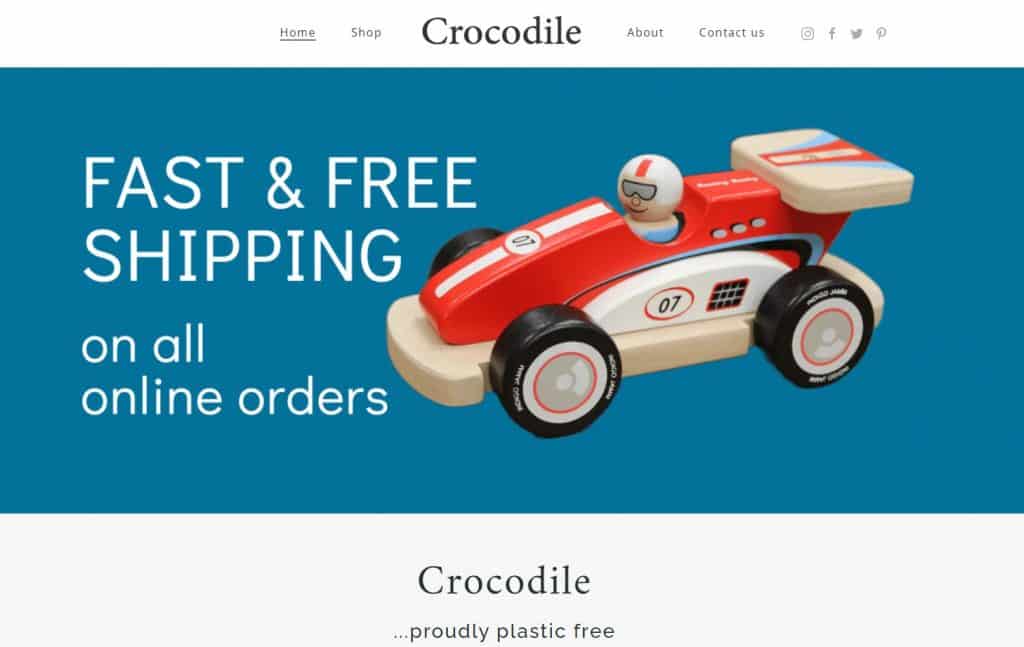 screenshot from the main website of crocodiletoys.com