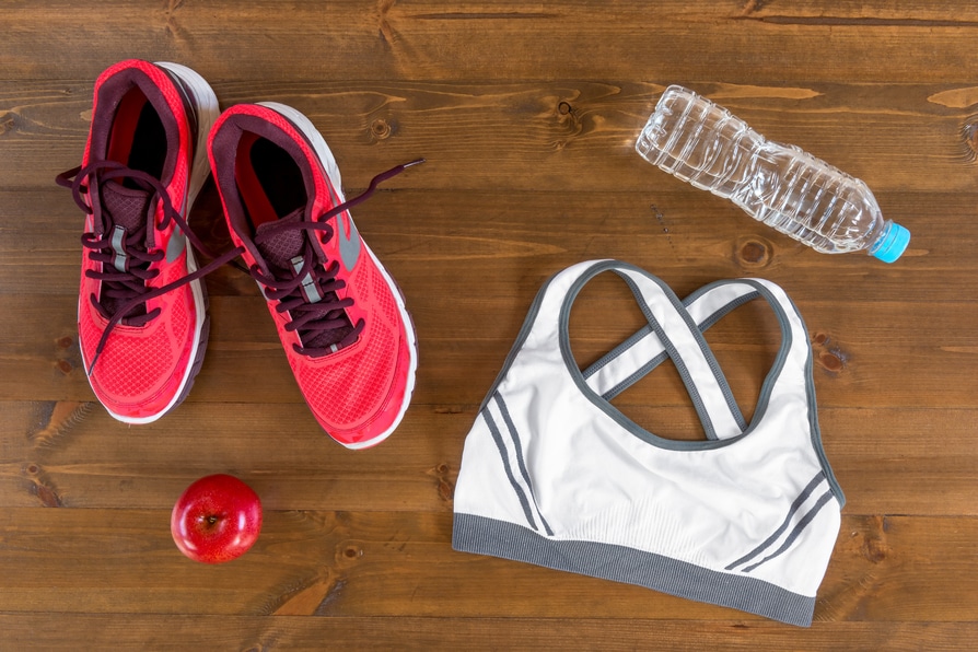 sportswear and sneakers on the table